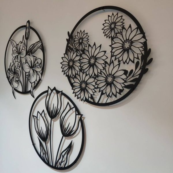 3d Floral Abstract Wooden Wall Art & Home Decoration (3 Pcs Set )