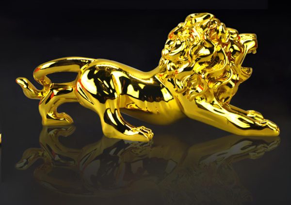 Golden Lion Car Dashboard Decoration Modern Abstract Style Resin Panther Statue