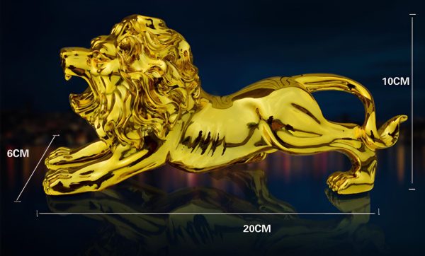 Golden Lion Car Dashboard Decoration Modern Abstract Style Resin Panther Statue