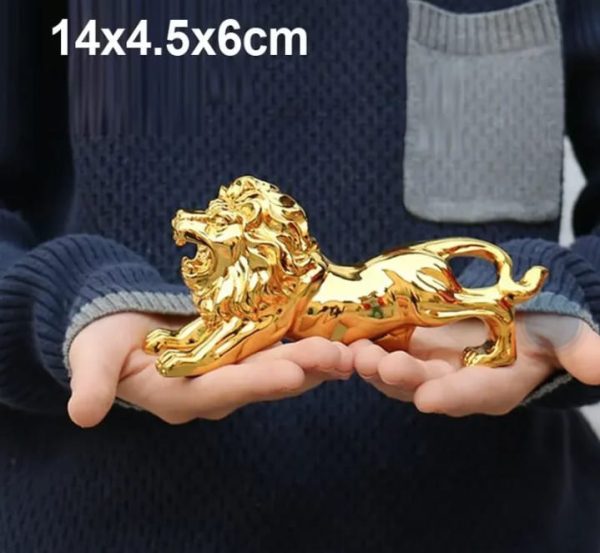 Golden Lion Car Dashboard Decoration Modern Abstract Style Resin Panther Statue